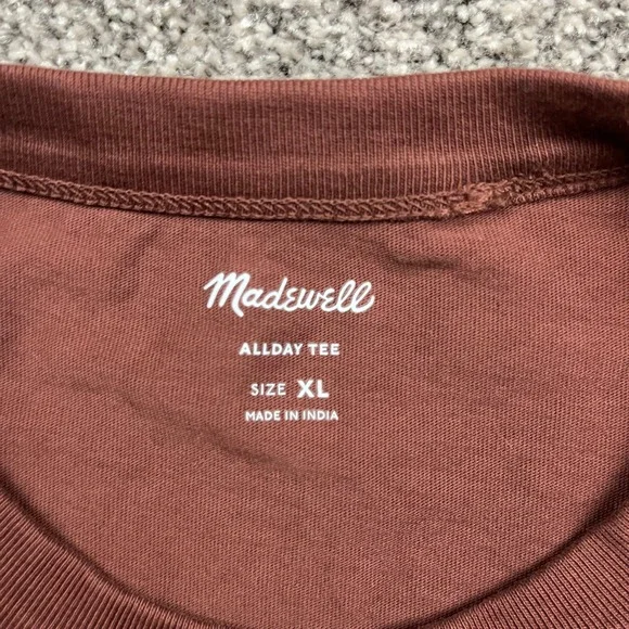Madewell Allday Tee Brown Cotton Crew Neck Short Sleeve Casual T Shirt Mens XL - Picture 3 of 8